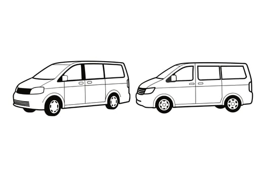 Ai Generated-Minivan outline, white background vector