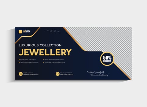 Elegant Jewelry social media cover or web banner template design vector