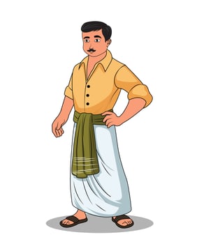 A village man cartoon character wearing shirt and lungi vector