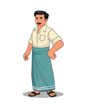 A village man cartoon character wearing shirt and lungi vector