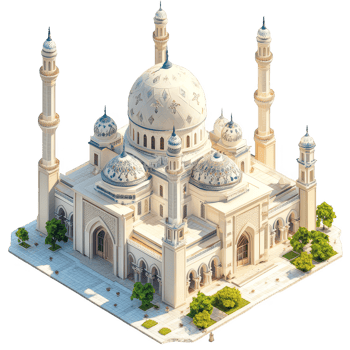 An islamic mosque with a large dome and minarets png