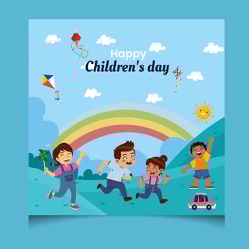 Happy Children's Day Social Media Poster Design vector