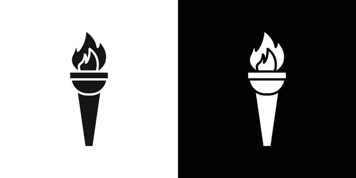Torch flame icon logo set vector