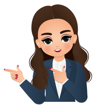 Beauty smiling female with longhairstyle dye and wearing blue Suit shirt with hand pointing to the right png