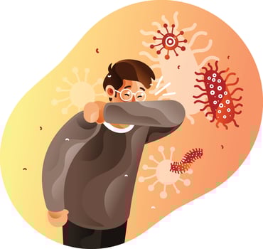 Coughing person cover their mouths with elbows vector