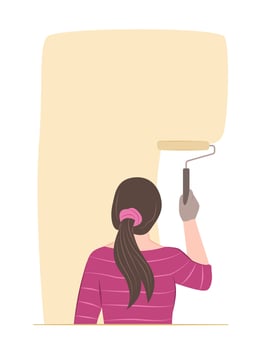 Handy Woman Use a Paint Roller to Paint the Wall for Renovation Concept Illustration vector