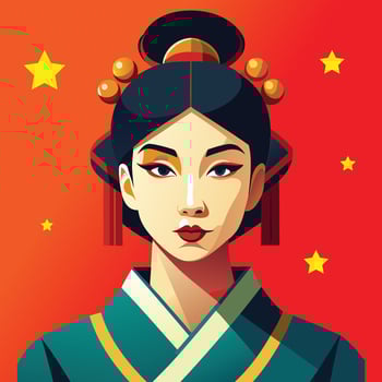 Chinese woman in traditional costume vector
