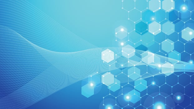 Blue Geometric Hexagon Background for for science, technology, medical, innovation and health care concept design template vector