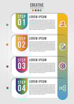 Business Infographic design template with icons and 4 numbers options or steps. vector
