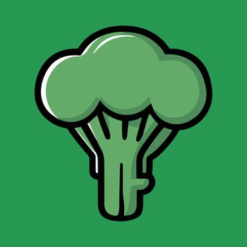A broccoli icon on a green background vector