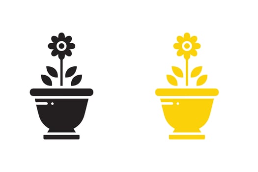 Flower pot icon design Silhouette Illustration vector