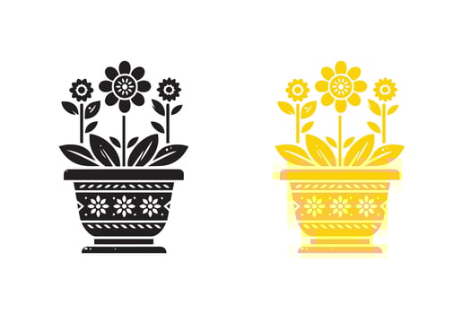 Flower pot design Silhouette vector