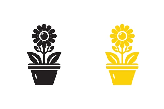 Flower pot design Silhouette Illustration art vector