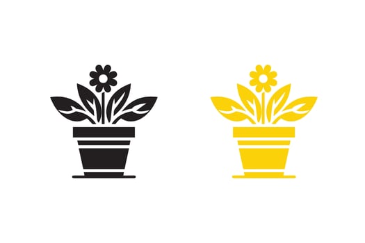Flower pot design Silhouette Illustration vector