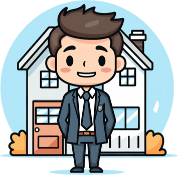 businessman cartoon house png