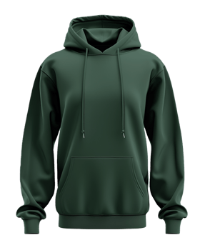 Green Hoodie Front View on Transparent Background png