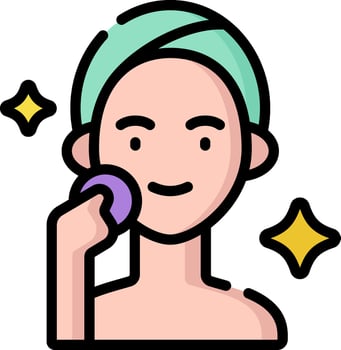 A woman with a towel on her head is brushing her hair vector