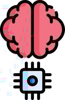 A brain and a computer chip vector