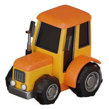Farm Tractor 3D Illustration, Rural Agriculture Equipment Render png