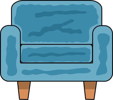 Cozy Blue Armchair with Wooden Legs vector