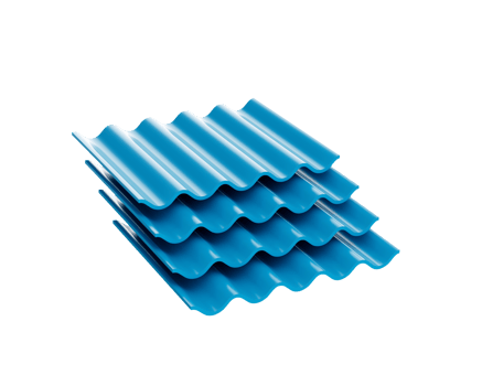 3d Sea Blue Metallic Stacks Of Corrugated Galvanised Iron For Roof Sheets 3d Illustration png