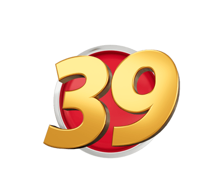Gold Number 39 Gold Number Thirty Nine On Rounded Red Icon, 3d illustration png