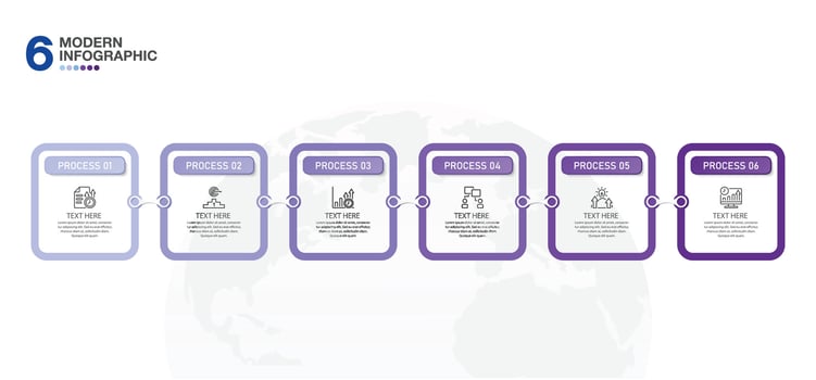 Infographic square design with icons and 6 options or steps. vector