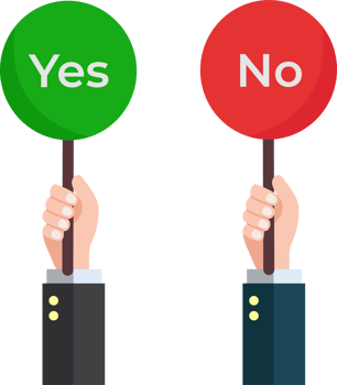 hands hold signboard icon yes and no or dilemma problem making decision choosing between two options opposite yes or no png