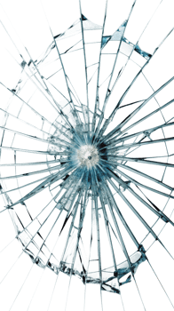 High-Resolution Image of a Radial Broken Glass Pattern cut out png on transparent background
