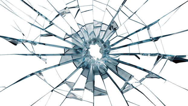 High-Resolution Broken Glass Texture with Shattered Impact Pattern cut out png on transparent background