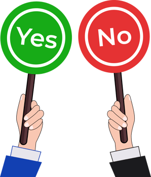 hands illustration holding signboard yes or no symbol or agree and not agree concept to choosing option png