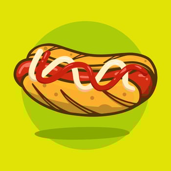 a tempting and delicious looking hotdog design drawn in a simple style vector