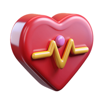 3D Heart Icon with Pulse Line Symbolizing Health and Wellness isolated PNG transparent background