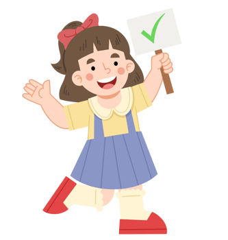 Illustration of a girl holding a correct sign png