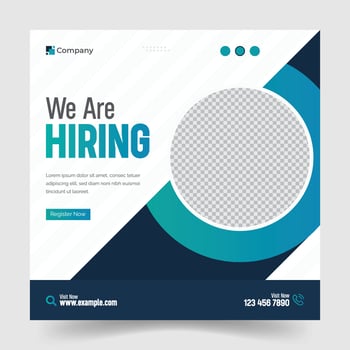Hiring or corporate social media post template design vector