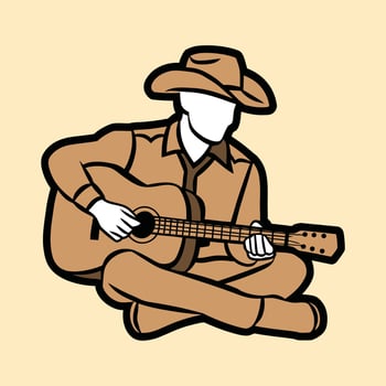 Cowboy playing acoustic guitar illustration vector