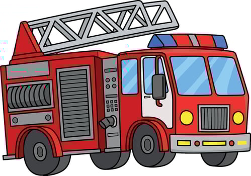Firefighter Truck Cartoon Colored Clipart vector