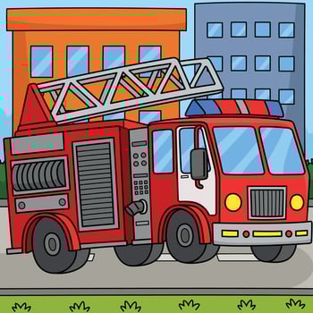 Firefighter Truck Colored Cartoon Illustration vector