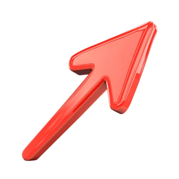 3D Rendering of Red Arrow Pointing on Transparent background png