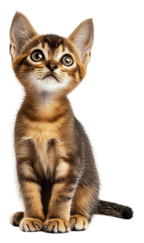Brown tabby kitten on white png