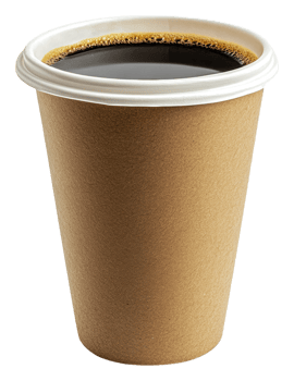 Hot black coffee in a paper cup png
