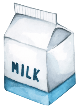 Watercolor painting of Carton of milk. png