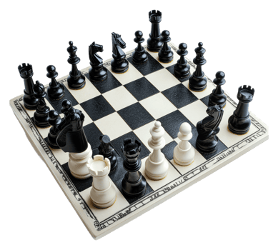 Chess on a checkered board with pieces png