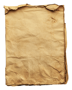 Aged parchment paper with creases and stains png