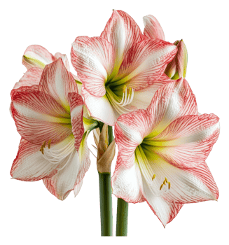 Red and white amaryllis blooming indoors png