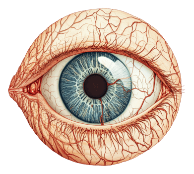 Detailed anatomical illustration of a human eye png