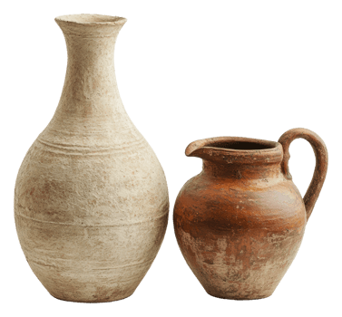 Ceramic jugs in natural light png