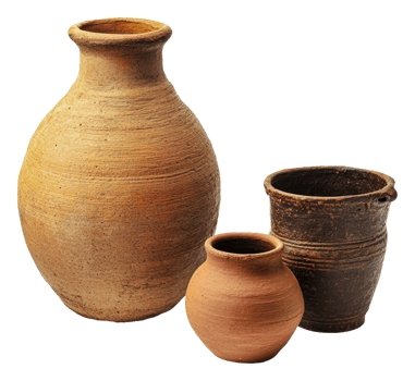 Traditional ceramic pots displayed on a table png