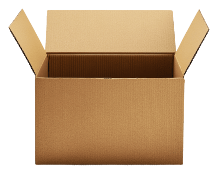 Open cardboard box ready for packing and storage png