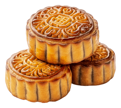 Mooncakes stacked on a white backdrop png